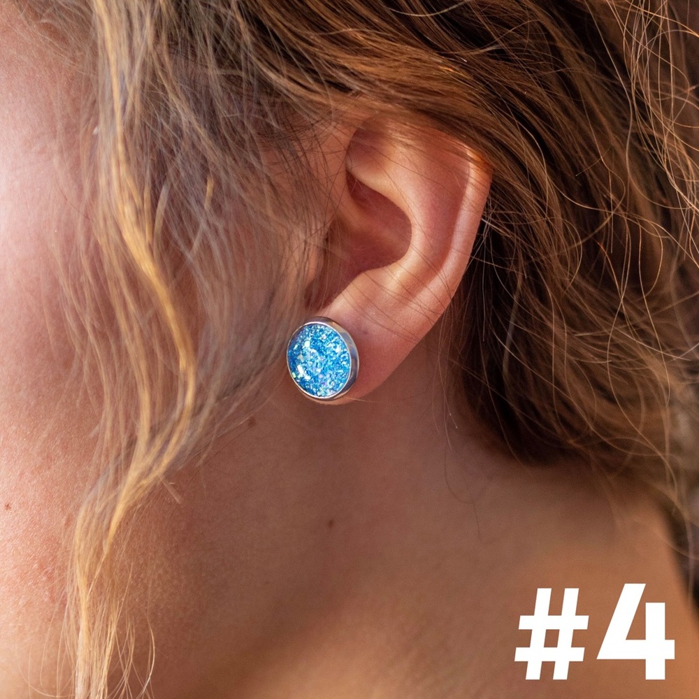 Dainty Druzy Round Earring